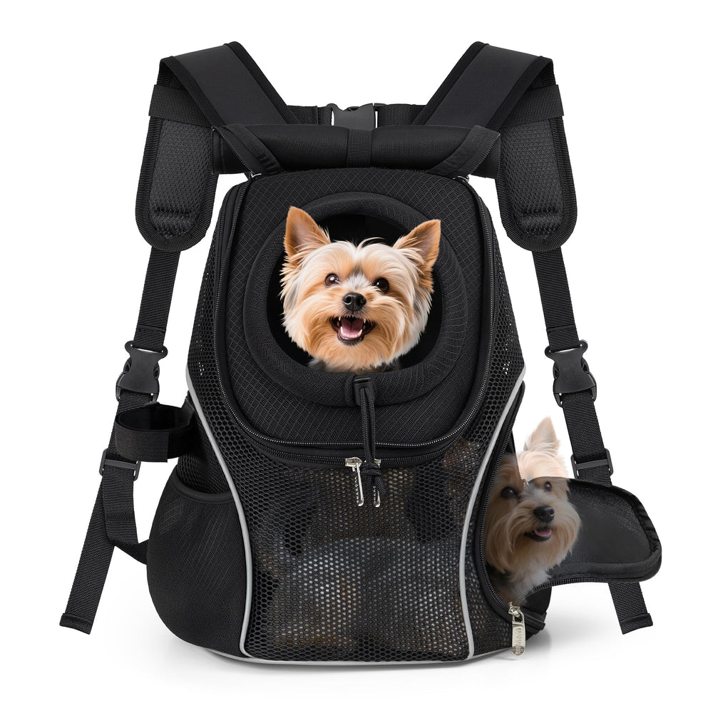 Mochila WOYYHO para perro con ventana superior, favorece la ventilación y el descanso durante paseos.