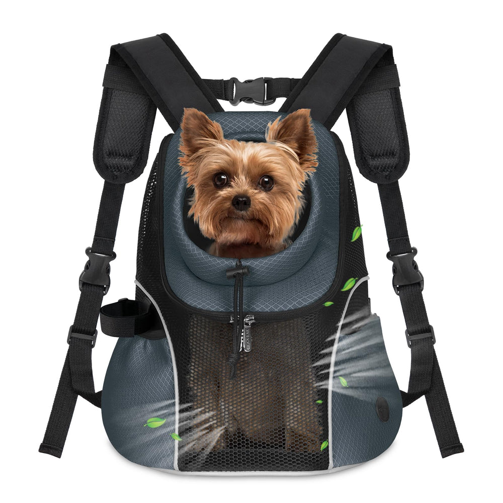 WOYYHO mochila portador perrito, visual frontal ventilada, ideal para viajar con mascota.