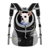 WOYYHO mochila portaperro frontal con bolsillos para teléfono y llaves.