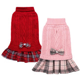 WOYYHO vestido-sudadera para perro con lazo, ideal para salidas elegantes y festivas.
