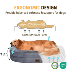 WOZOKE cama para perro grande con bordes acolchados que sostienen cuello y espalda.