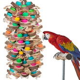 Juguete WQY GroceryShop: bloques de madera multicolor para loros estimulan el picoteo seguro.