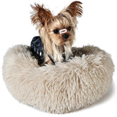 wrkfree cama perruna en forma de rosquilla 15 pulgadas beige para perros pequeños