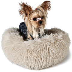 wrkfree cama perruna en forma de rosquilla 15 pulgadas beige para perros pequeños