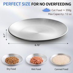 Plato WROSWT: diámetro 17 cm, ideal para comida húmeda o seca.