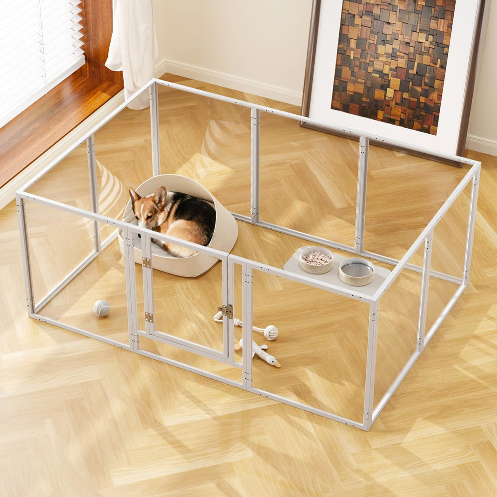 WSHPY corral de acrílico transparente para interior, visibilidad total para vigilar a tu mascota