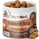 WuffWell en el bote, cola-pavo para perros, soporte inmunitario suave.