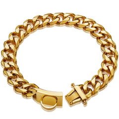 Collar de perro W/W Lifetime con cadena cubana y diseño de cierre seguro para paseos