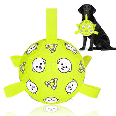 Bola WYNTRIUM para perros: duradera y con cintas para jugar.