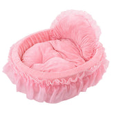 Cama de mascota WYSBAOSHU princesa con lazo rosa, descanso cómodo.