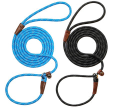 WYUZE correa deslizante 8 pies en negro y azul para paseos con control suave.