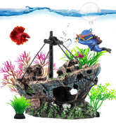 Naufragio de resina Xereooe para acuario, añade profundidad visual sin afectar a los peces