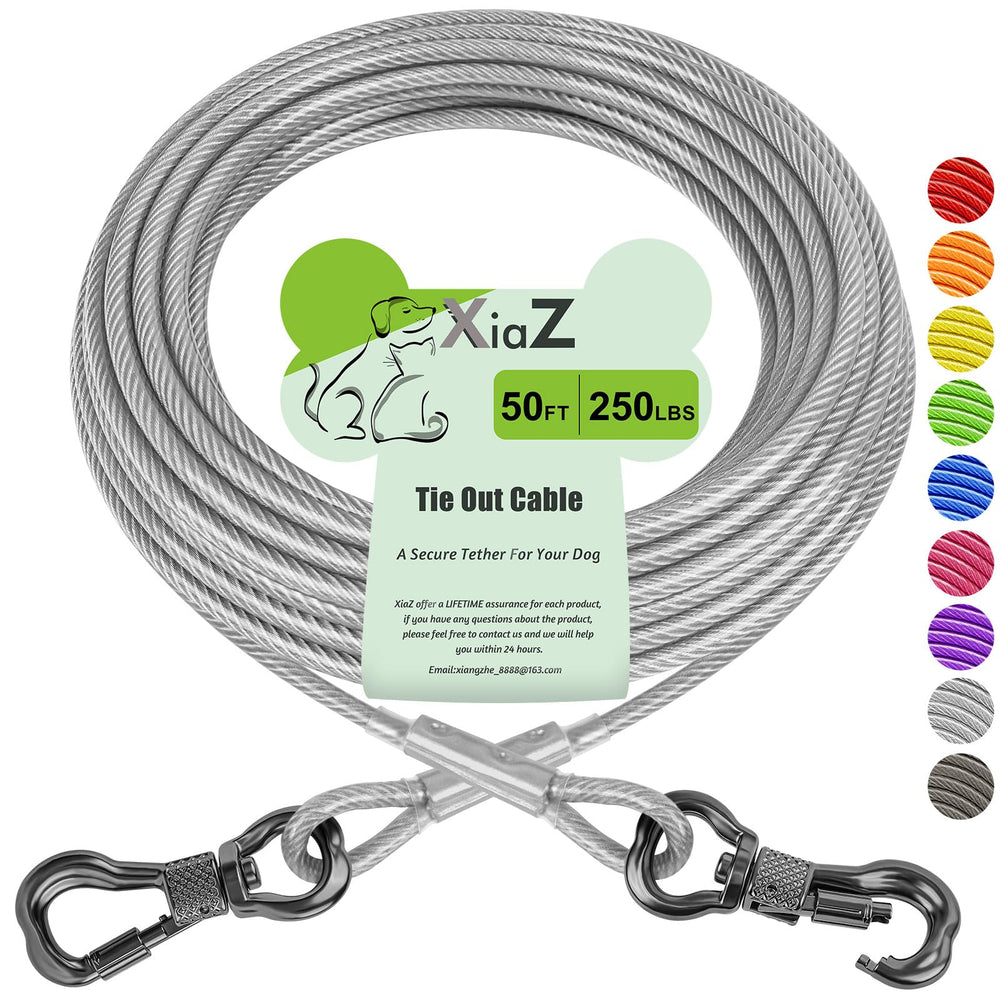 XiaZ cable para perro de 50 pies, exterior: libertad segura al aire libre.