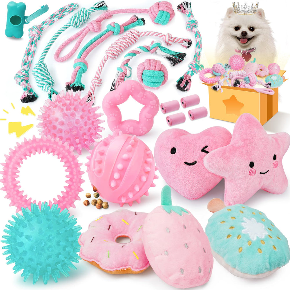XIUGOAL juguete de cuerda rosa para perros, ideal para juego y mordida controlada.