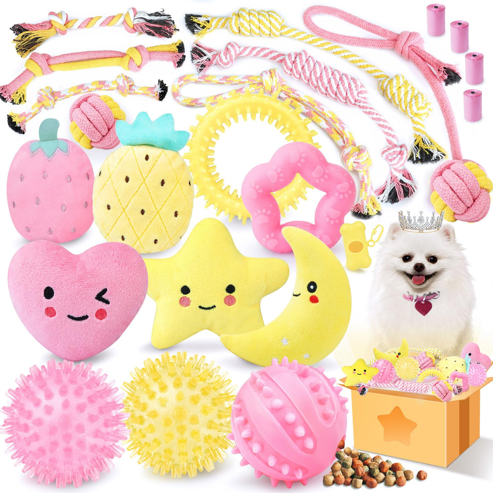 XIUGOAL juguetes para cachorros rosados: conjunto completo para juego y estimulación