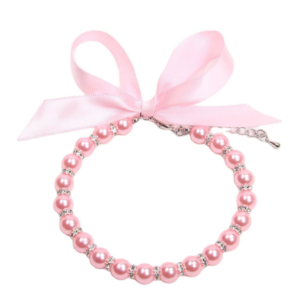 XKSRWE collar de perlas imitación con cristales para mascotas, brillo elegante