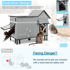 Techo impermeable y empinado protege contra lluvia y nieve.