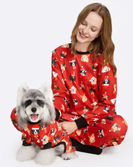XPUDAC pijama estampado de perro para mujer, navidad, manga larga