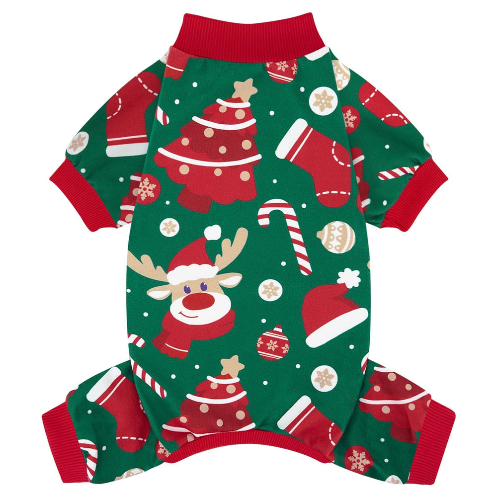 XPUDAC pijama navideño para perro, frente, cómodo para dormir.