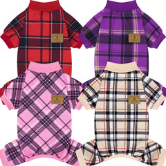 XPUDAC pijama para perros a cuadros, cómodo para paseos diarios y descanso en casa.
