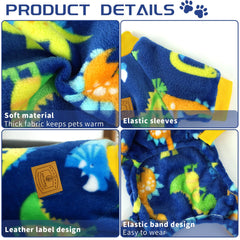 XPUDAC pijama para perro con dino, dorso, diseño cálido para interior y exterior.
