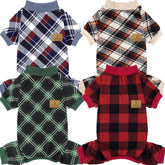 Pijamas XPUDAC para perros con cuadros, pack de cuatro para fiestas y uso diario.