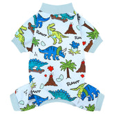 XPUDAC pijama perro dinosaurio, frente del conjunto, descanso cómodo para tu mascota.