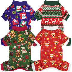 Xpudac pijamas navideños para perro, renos en frente para paseos festivos.