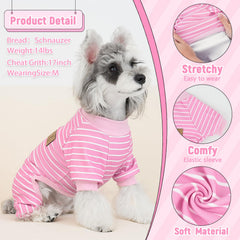 XPUDAC pijamas para perros rayas rosa, diseño cómodo para paseos y relax