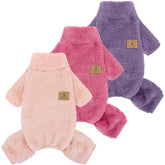 Suéter XPUDAC para perro con cuello alto morado, mantiene el calor.