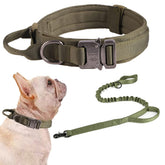 Xqpetlihai collar táctico de nylon verde, duradero y cómodo para perros grandes.