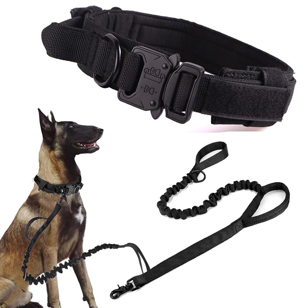 Collar táctico Xqpetlihai para perro XL negro con acolchado cómodo para paseos.