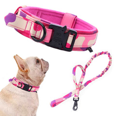 Collar táctico Xqpetlihai rosa camuflaje con asa de control para entrenamiento seguro.