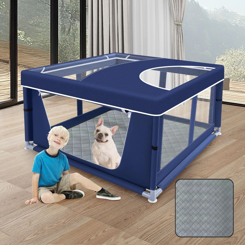 XVISHX corral perros 42x42 vista general, espacio amplio para jugar