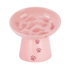 Tazón Y YHY de alimentación lenta en cerámica rosado para gatos y perros.