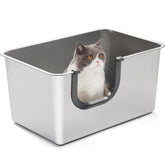 Yangbaga: caja de arena de acero inoxidable con bordes altos para evitar salpicaduras.