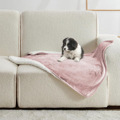 Manta Yaning impermeable para cama y sofá, frente en rosa polvoriento, protección diaria.