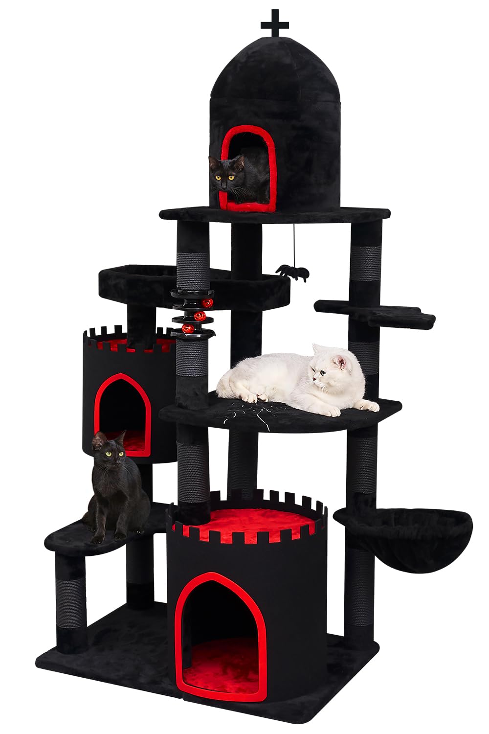 YARUOMY castillo gótico para gatos, torre alta ideal para trepar y observar