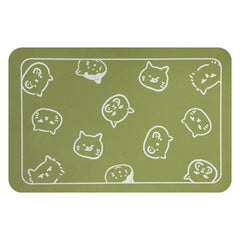 Tapete de alimentación YCT para gatos con logo de cabezas, absorbe líquidos y evita derrames.