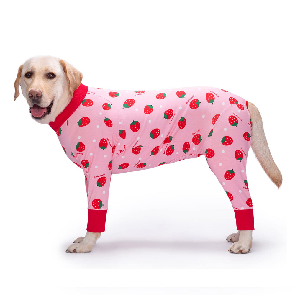 Yeapeeto traje recuperación para perros fresa, vista frontal, cómodo para uso postoperatorio