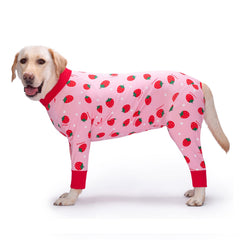 Yeapeeto traje recuperación para perros fresa, vista frontal, cómodo para uso postoperatorio
