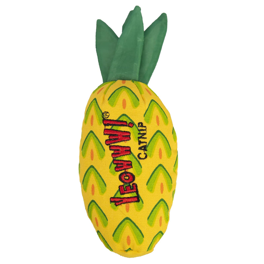 Juguete piña YEOWWW! para gatos, amarillo, 7 pulgadas, ideal para juego activo.