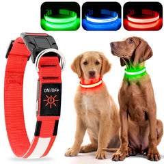Collar YFbrite rojo con visibilidad de 350 yardas para paseos seguros.