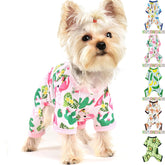 Pijama Yikeyo para perro pequeño con patrón flamenco XL, ideal para paseos nocturnos.