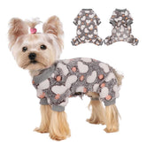 Yikeyo suéter para perro pequeño, vista frontal, suave y cómodo para dormir.