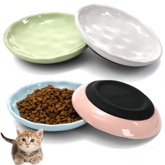 Cuenco cerámico YIMITEE color rosado para gatos, ideal para comidas húmedas.