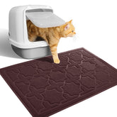 Alfombra para gatos Yimobra, vista superior, captura la arena y evita el desorden.