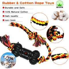 Juguete de goma de Yipetor para perros con cuerda para juego interactivo