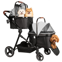 YIYUNBEBE doble paseo plegable para dos mascotas, transporte cómodo