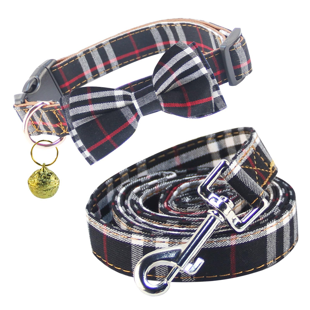 Collar Yizepet con lazo plaid de algodón, cómodo y elegante para perros pequeños y medianos.